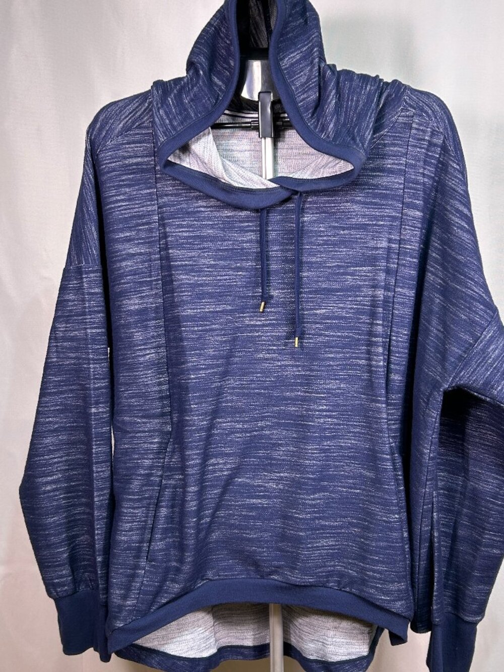 Shape Activewear Women’s Blue Cowl Neck Hoodie Pullover Thumbhole Sleeves 2X